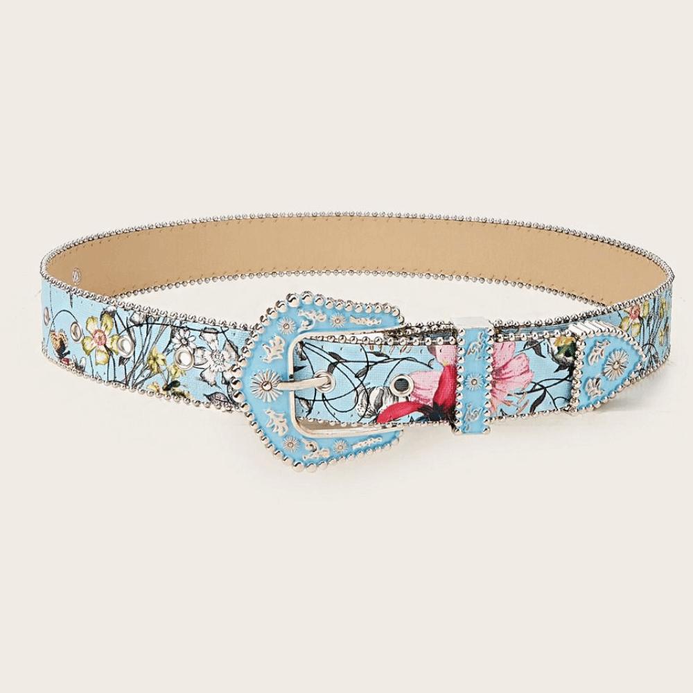 Flower Floral Belt Printed Retro Waistband Personality PU Leather Waistband Party