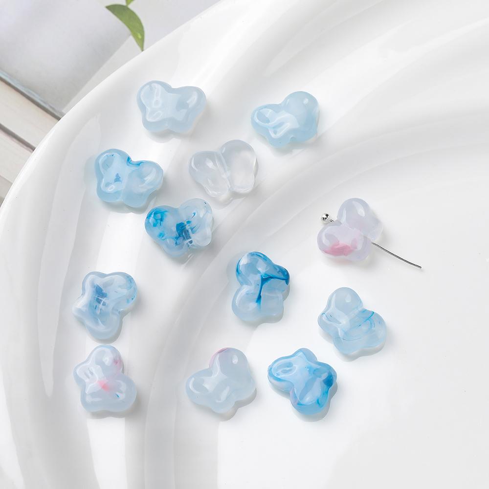 

10pcs/Lots Acrylic Butterfly Shaped Imitation Stone Beads Colored Spacer Beads for DIY Earrings Jewelry Crafts Making Supplies синий