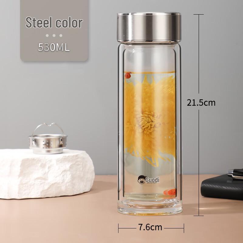 DKADI 530ml Double-Wall Borosilicate Glass Mug