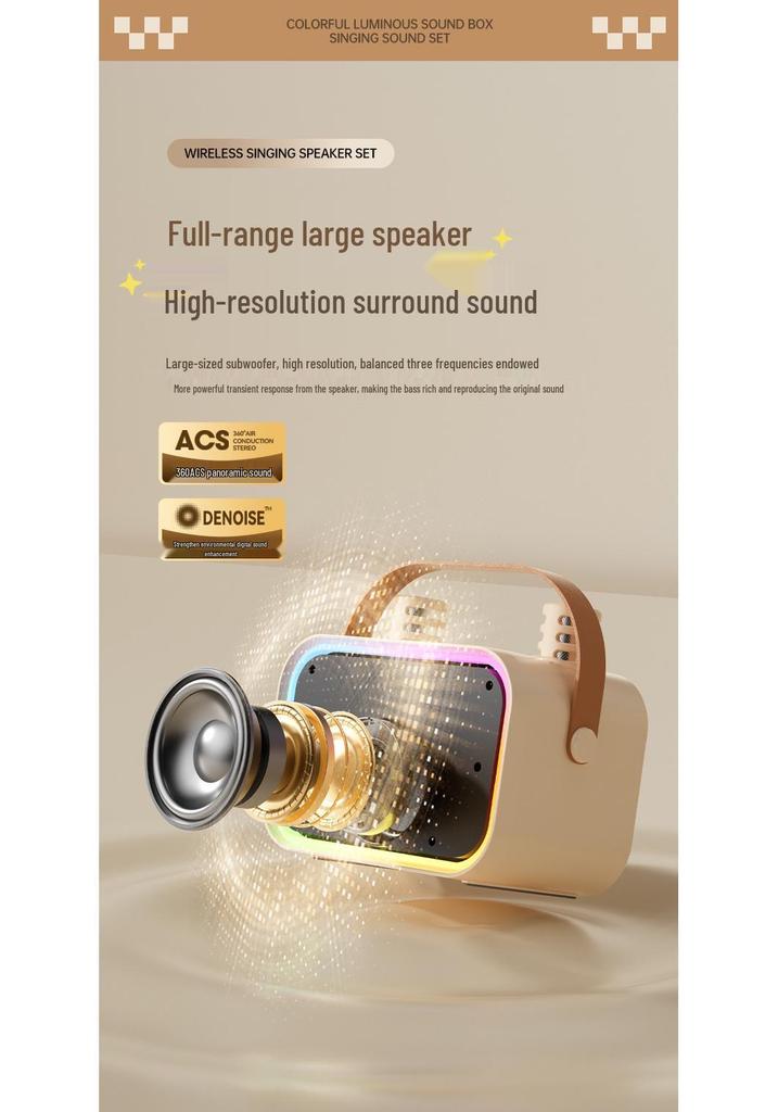 Karaoke Bluetooth Speaker with Microphone Set and Built-in Sound Card TAS2808