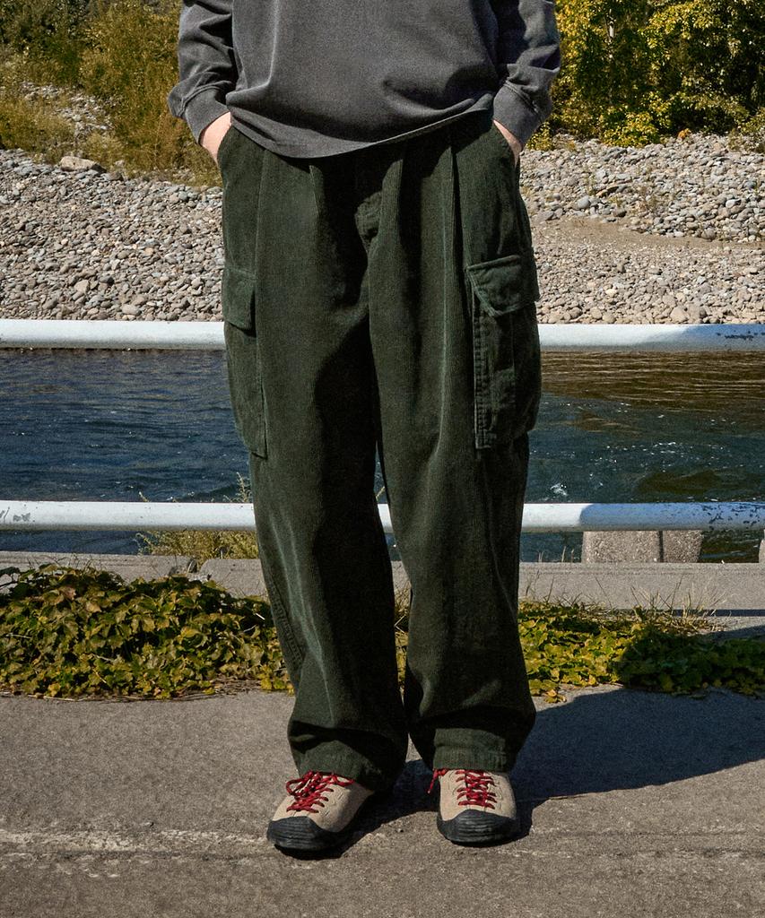 Peullukeu Corduroy Cargo Pants Khaki Fpt115