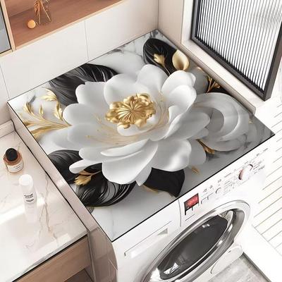 Elegant Floral Dustproof & Quick-Drying Refrigerator and Washing Machine Cover Pad