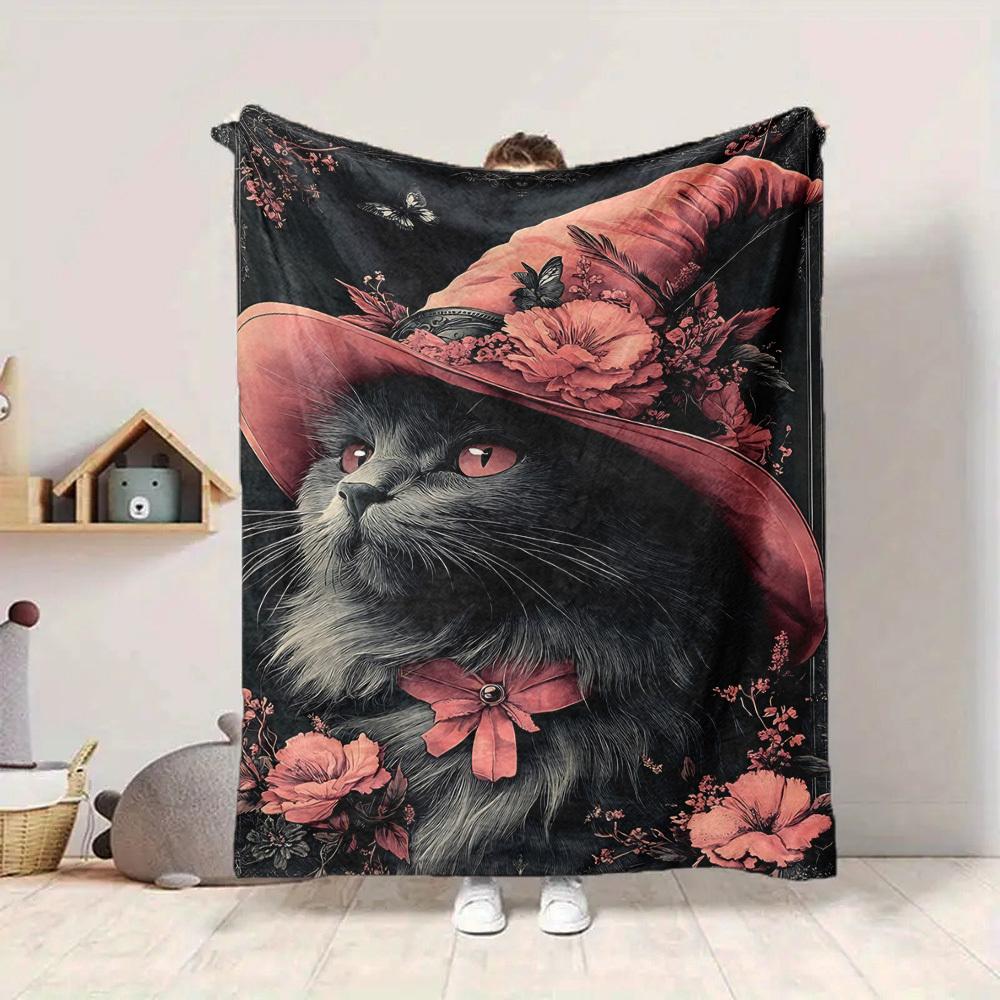 1pc Cat Fashion Decor Blanket Lightweight Blanket Throw Blanket For Sofa, Bed, Travel, Camping, Livingroom, Office yy251010038