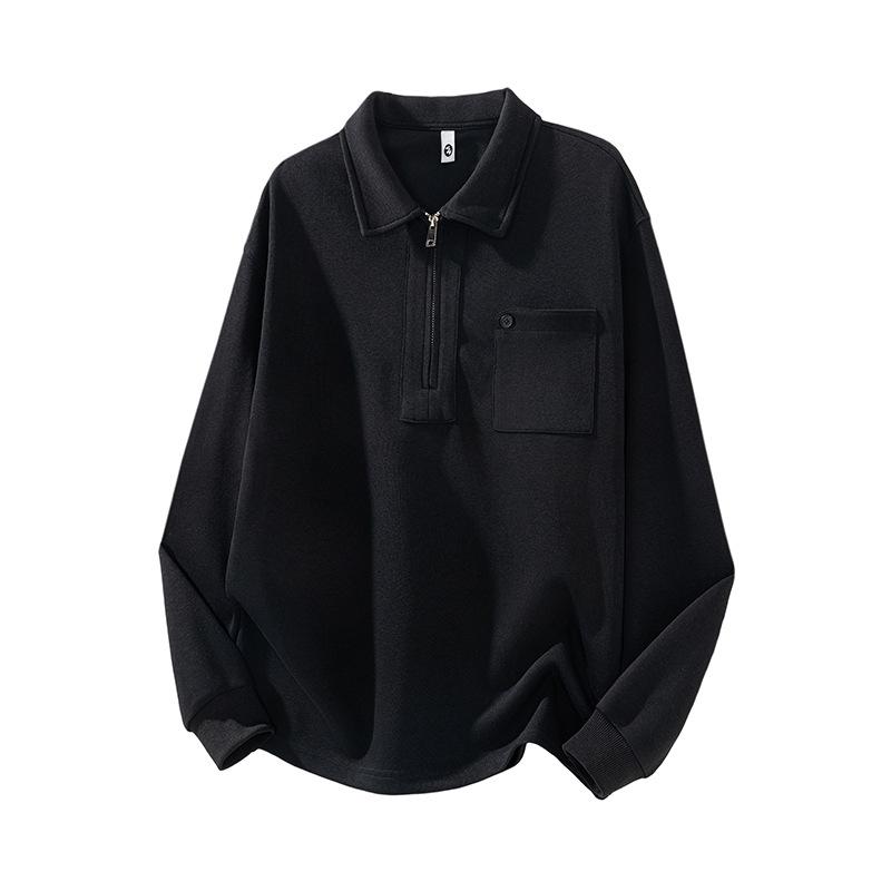 

Mu Yuan Men s Plus Velvet Zipper Lapel Hoodie: High-Grade, Heavyweight, Trendy Polo Shirt L (recommended 55-65 kg)