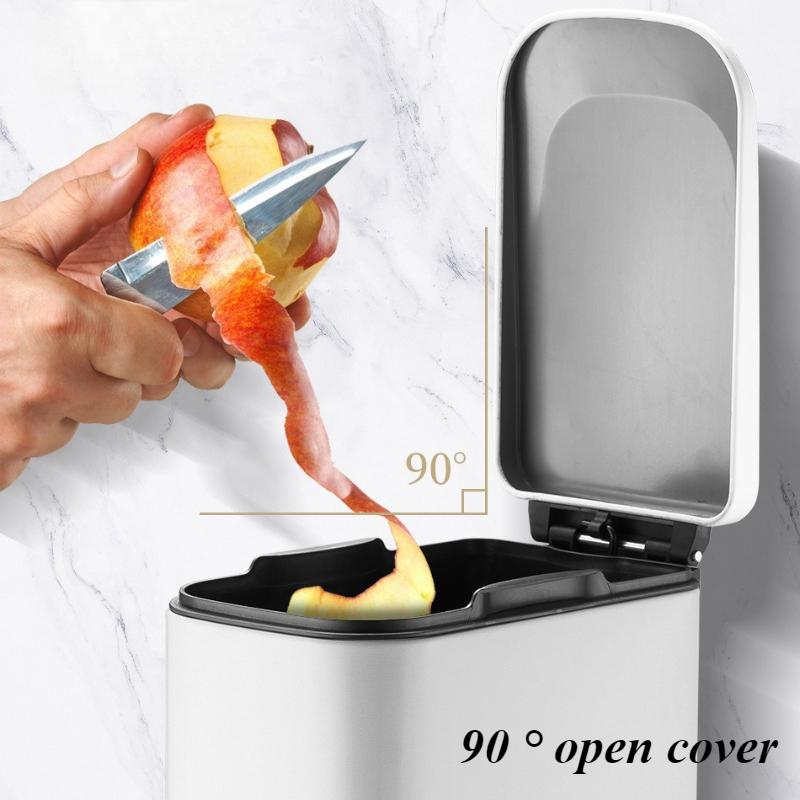 Nordic Waste Bins Bathroom Stainless Steel Pedal Trash Can Square Garbage Can Simple Living Room Modern Wastebasket with Lid