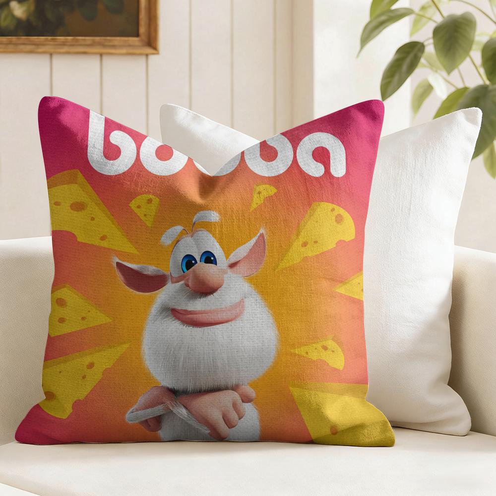 Cute FourbobBooba Cushion Cover Natural Linen Organic Fabric DoubleSided Printing Couch Pillow Covers Home Decor