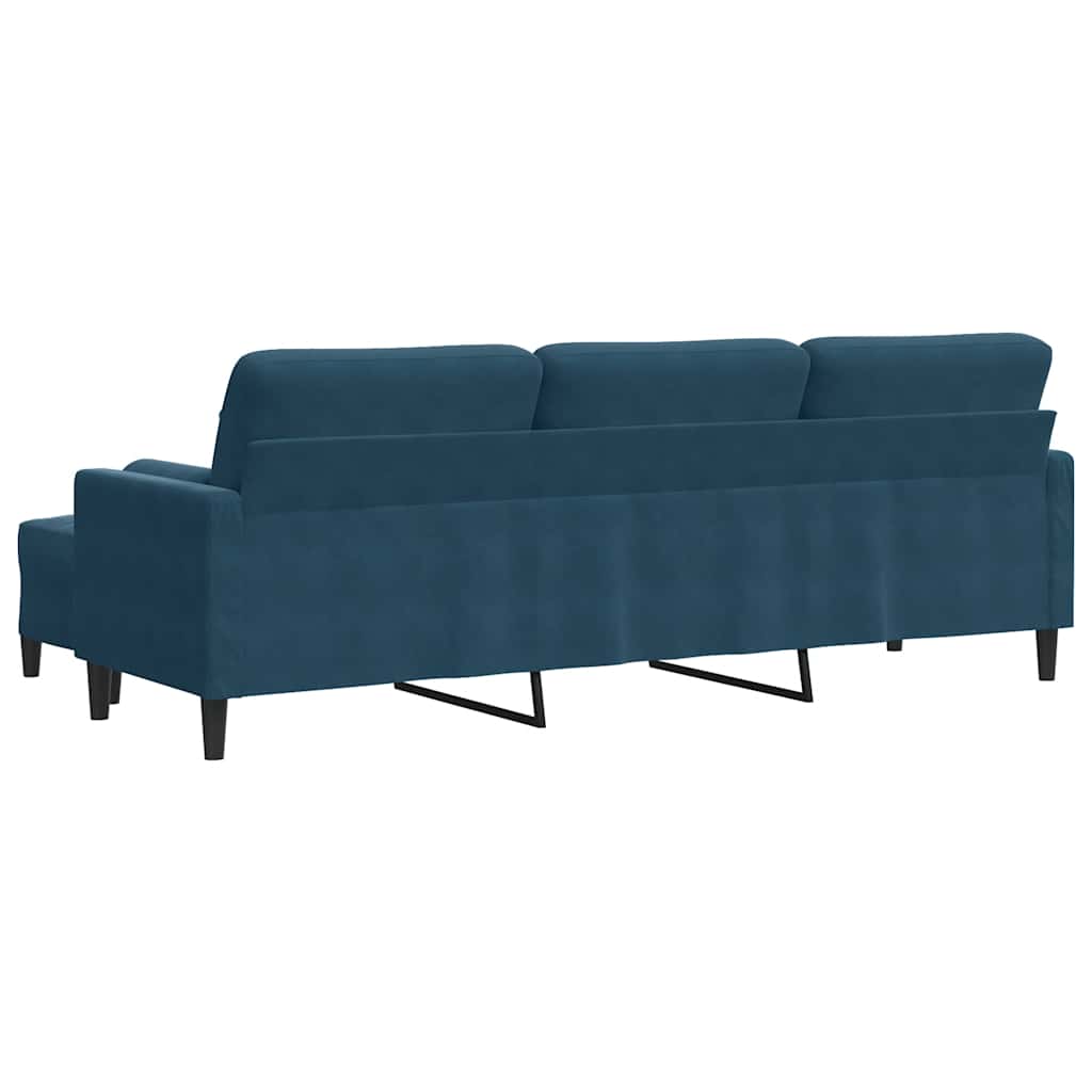3 Seater Sofa with Ottoman Blue 210 cm Velvet