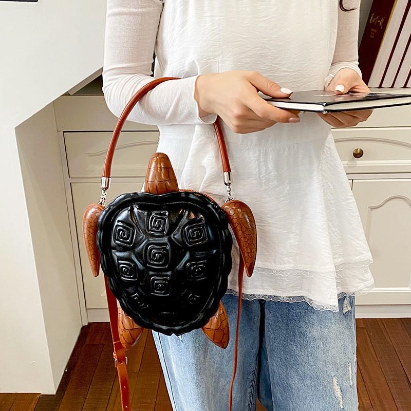Unique Animal-Shaped Shoulder Bag Women Trendy Asymmetrical PU Handbag With Zip Interior Pockets