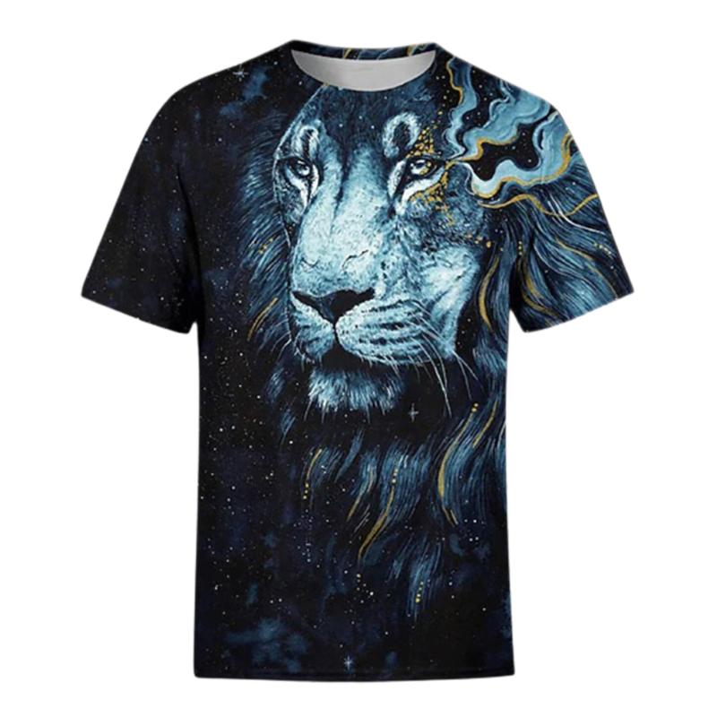 Nové letní pánské módní tričko Osobnost s barevným tygřím potiskem pánské tričko Top