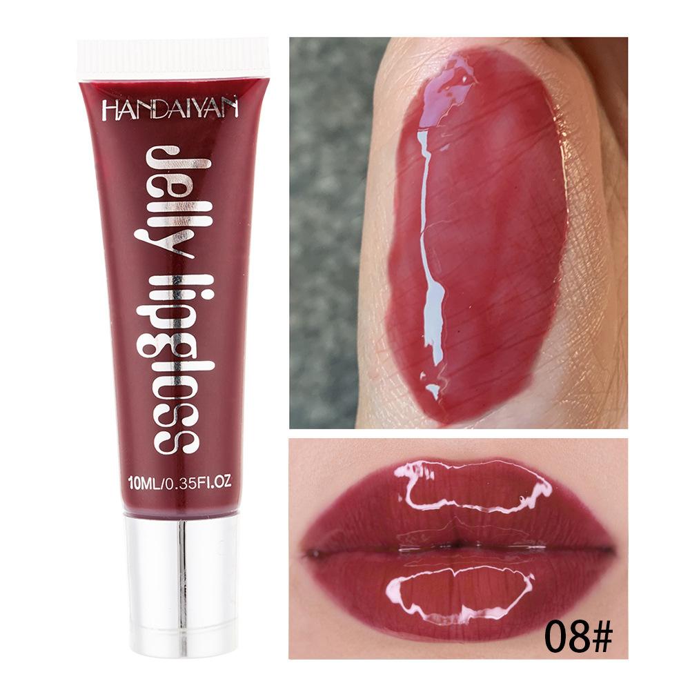 HANDAIYAN Snoepkleur Slang Jelly Lipgloss Transparante Glêzen Lipgloss Spegel Oerflak Lip Glêsfersneeisjes Dudu Lip