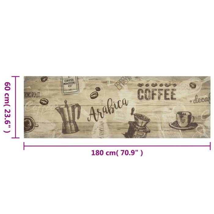 VidaXL Washable Kitchen Mat Printed Coffee, Non-Slip Doormat, Floor Mat, Mat In Front of Sink, Modern, Brown 4005579