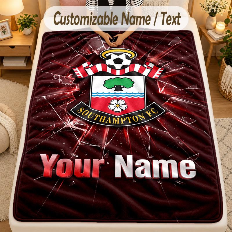 Flannel BlanketSouthampton FC Custom Name Text Personalized Soft Warm Throw Blanket Home Decor Gift