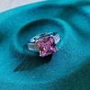 Square Zircon Ring Women'S Inlaid High Carbon Diamond Light Luxury Versatile Design High-Grade Pink Diamond Ring