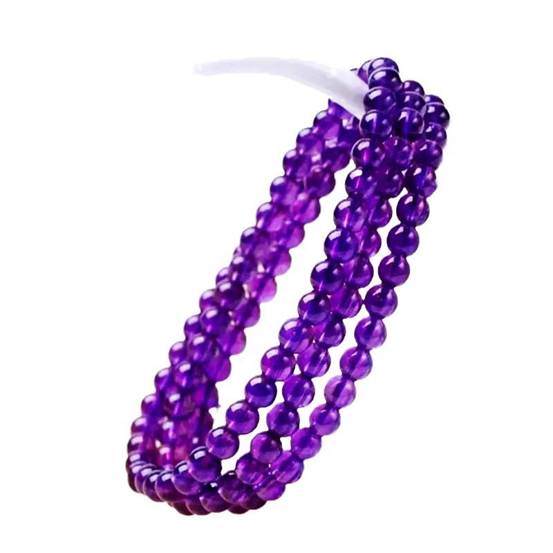 Amethyst Three-Turn Beaded Crystal Bracelet