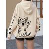 Kawaii Cat with Butterfly Print Hoodies 90s Autumn Winter Y2k Streetwear Casual Hoodies Harajuku Sweatshirts Tops Hoodie