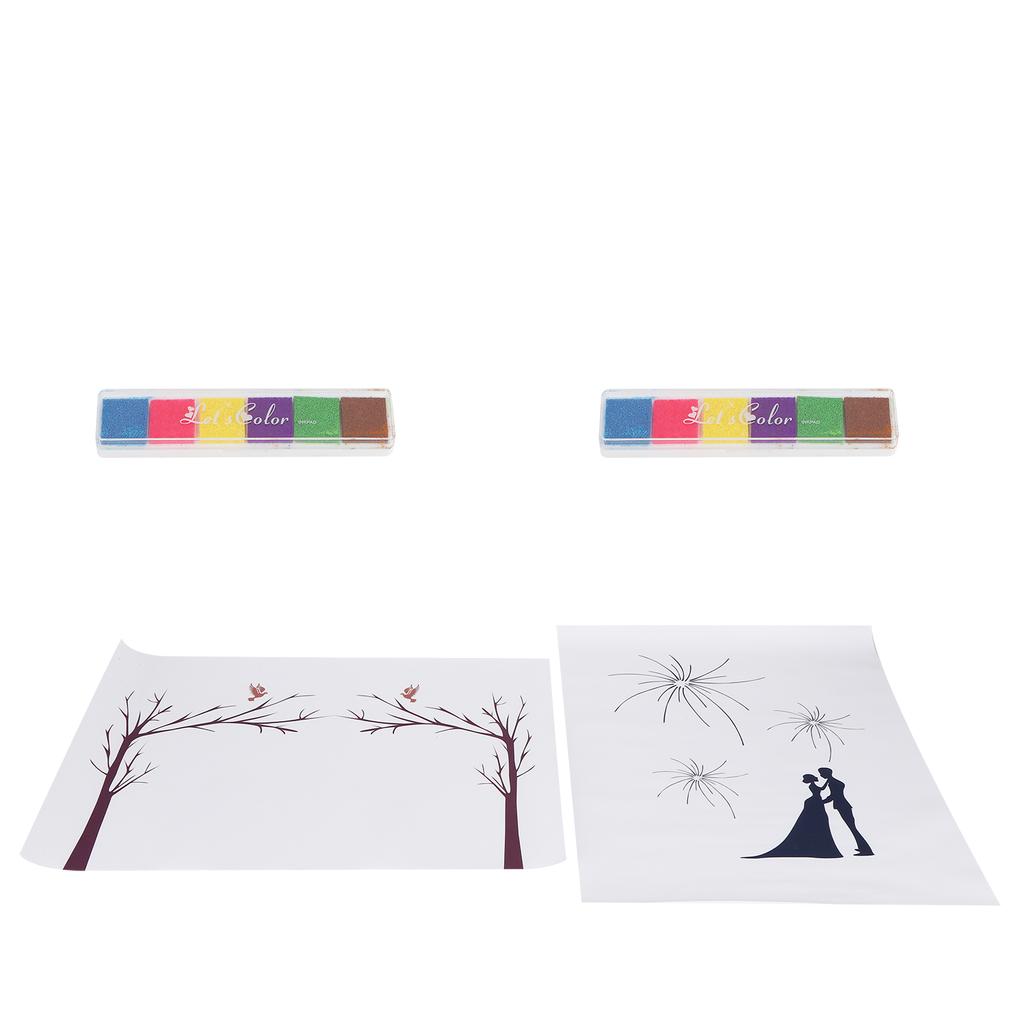 2 Set DIY Pattern Guest Signature SignIn Book Guestbook Fingerprint Painting for Wedding Birthday Party