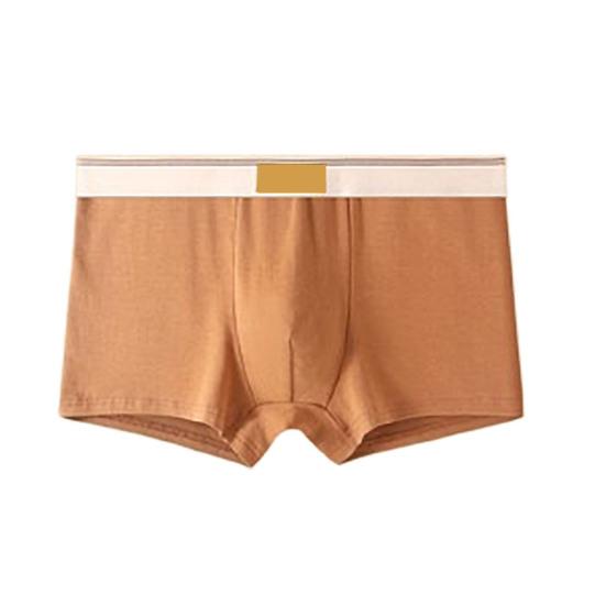 Men Boxer Underwear Mid-rise Wide Elastic Waistband Patchwork Color U-Convex Shorts Briefs Breathable Panties