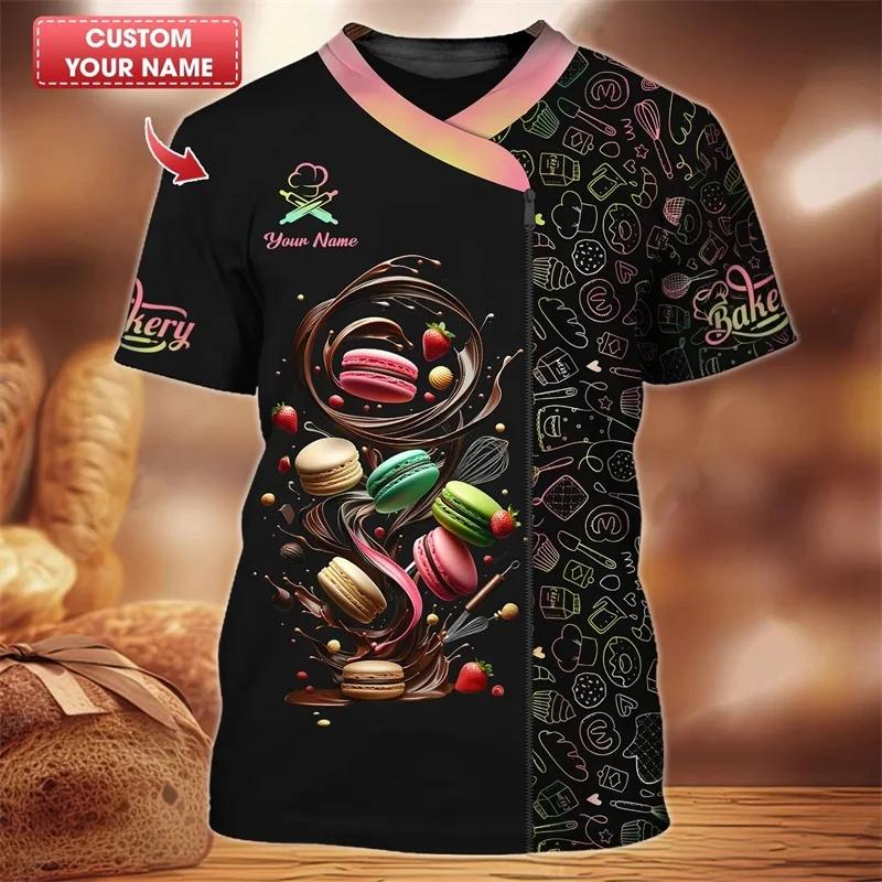 Baker T-skjorte Egendefinert Navn Menn 3D-trykt Bakeri Baking Arbeid T-skjorte Pluss Størrelse Unisex T-skjorter Topper Personlighet Baking Uniform