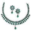 Oxidised  Pear Shaped American Diamond Studded Necklace Earrings Jewellery Set for Girls and Women