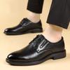 Leather shoes men's 2025 new summer breathable hollow hole business leisure inner height increase lace-up men's shoes