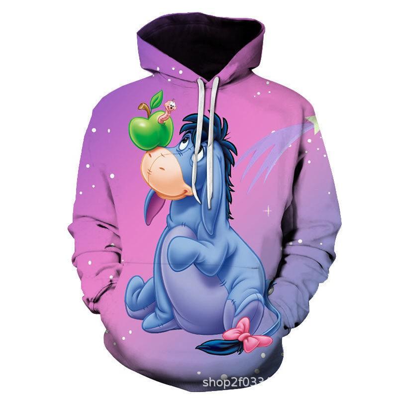 Winter Animal Print Hoodie Men Women Casual Loose Fit Sweatshirt