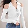 2025 New Elegant Off Shoulder Cardiagn Women Sweater Long Sleeve Slim Fit Fashion V-neck Knitted Top Solid Color Fall Fashion Sexy Knitwear Clothes