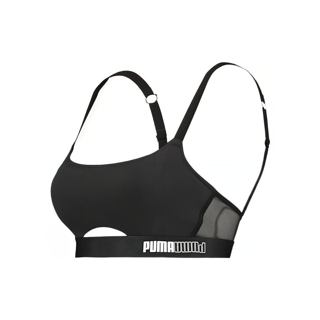 Puma Padded Sporty Top With Letter Print Breathable Casual Sports Bra Women tops Black 935297-01