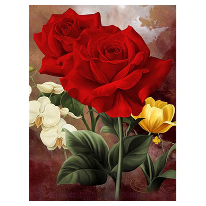 Full Drill Round Diamond Embroidery Mosaic Flowers Rose Picture Rhinestones 5D DIY Diamond Painting Cross Stitch Kit Home Decor