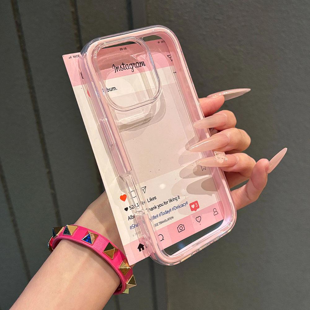 

Luxury Transparent Candy Phone Case For iPhone 16 15 14 13 12 11 Pro Max Plus Clear Shockproof Bumper Back Cases Cover iPhone 16 Pro Max розовый