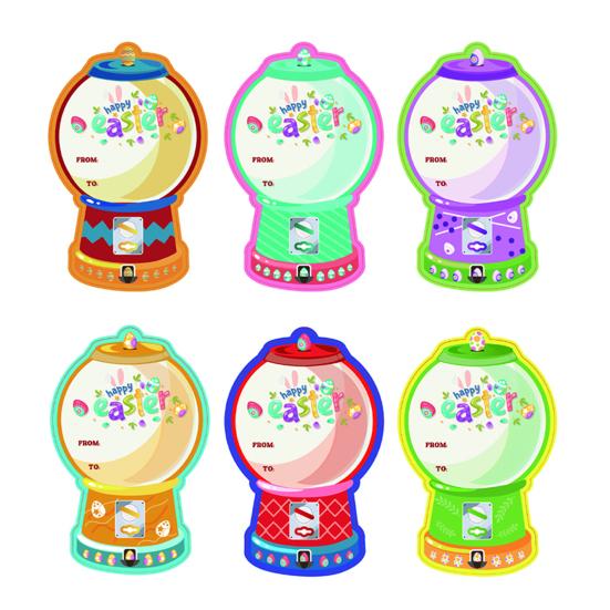 18/36 Peças Cartão de Cumprimentos de Páscoa com Cúpula de Plástico DIY Máquina de Chicletes Porta Doce para Guloseimas Suadas Feliz Páscoa Crianças Festas em Família Presente de Troca para Sala de Aula
