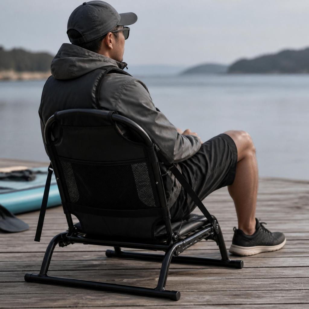 Sedile per Kayak Tipo Sedia con Tasca Portaoggetti Telaio in Alluminio Supportato