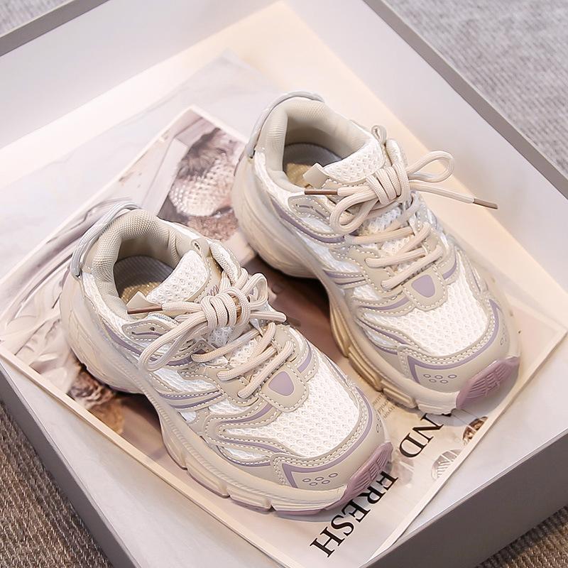 Girls' sports shoes Boys' mesh breathable dad shoes 2025 autumn new children's net shoes medium and older children's running shoes