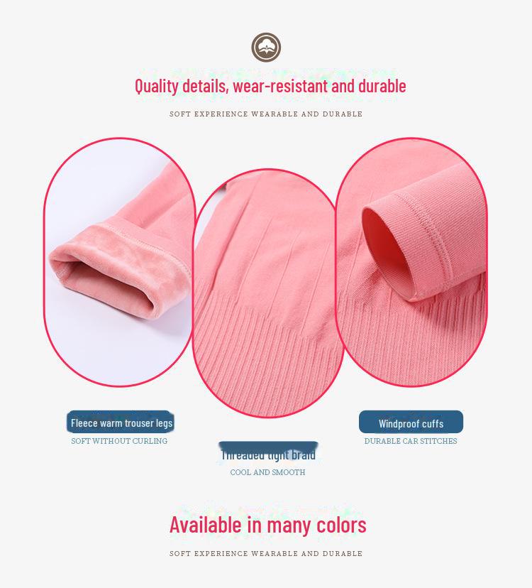 Han Jiemei Women's Thermal Underwear Set with Lace and Medium High Collar - Plus Velvet, Thickened for Autumn