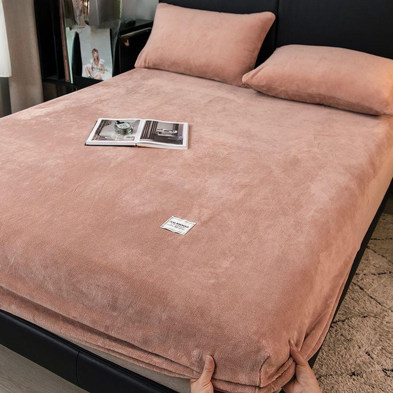 2026 Hot Plush Warm Fitted Sheet Bedspread Flannel Thicken Bed Mattress Cover Bed Protector Sheets No Pillowcase