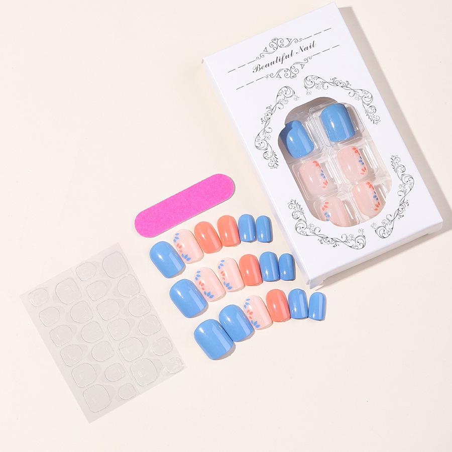 

European & American Minimalist Solid Color Short Square Transparent Leaf Nail Tips