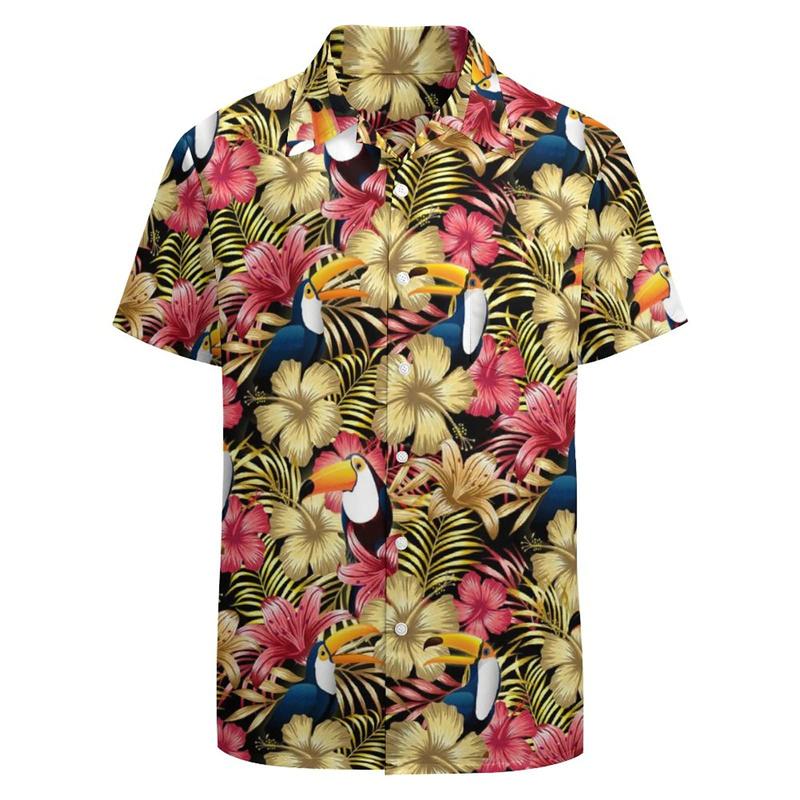 Classic 3d Print Hawaiian Shirt For Men Funky Retro Graphics Party Shirt Short Sleeve Button Up Shirt Street Y2k Clothing