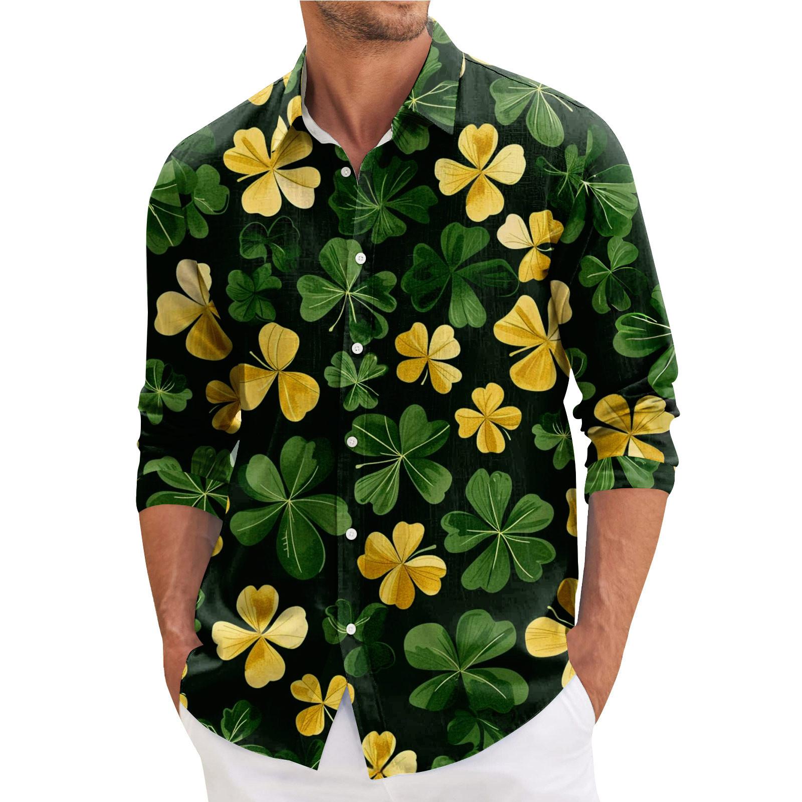 

Мужская весенняя повседневная свободная рубашка с длинным рукавом с принтом Мужская рубашка XL жёлтый