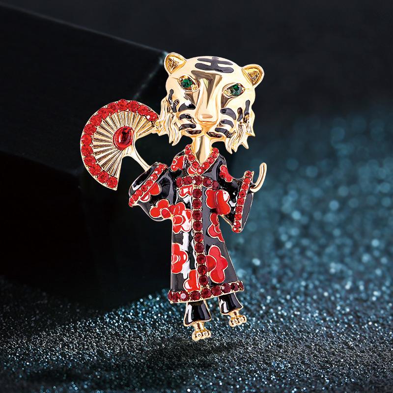 Spilla Brooch Moda Lusso Intarsiata Tigre Retrò