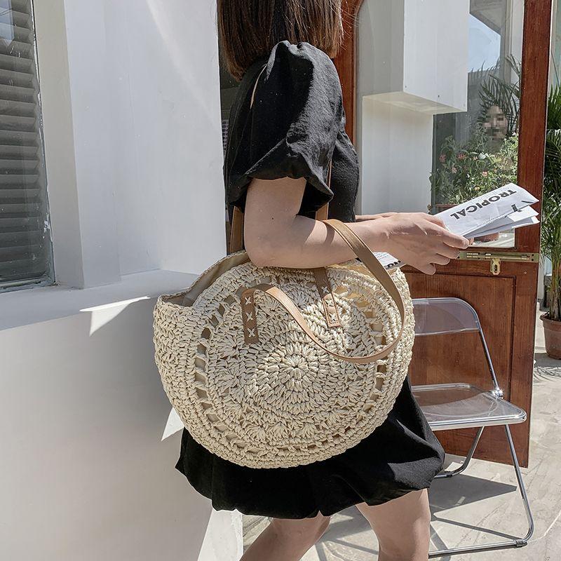 Large Capacity Ethnic Style Woven Shoulder Bag – Fashionable Women's Beach Handbag