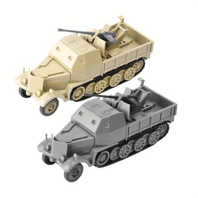 1:72 Skala Miniatura Half Track Pojazd Pancerny Model Zabawki II Wojna Światowa FLAK37 4D Montaż Pojazdu DIY Zestaw