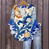 2026 European Floral Print V-neck Lace T-shirt for Women