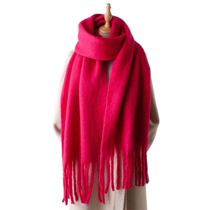 Long Tassels Neckerchief Solid Color Scarf Lightweight Yet Warm Headscarf Shawl For Casual or Formal Wear Daily