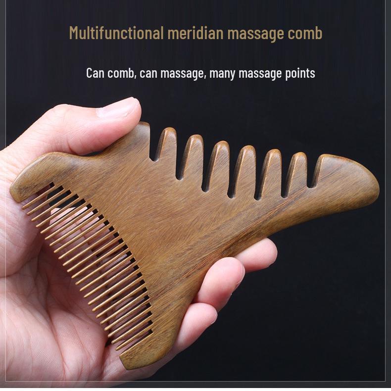 

Green Sandalwood 4-in-1 Massage & Gua Sha Comb for Smooth Hair