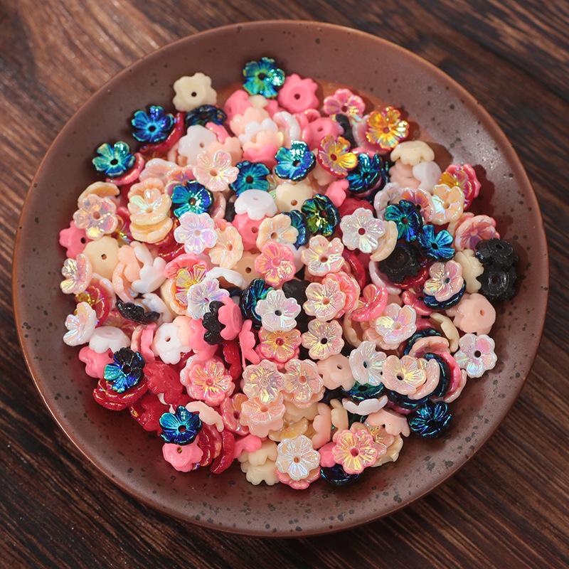 10pcs AB Magic Color Five Petal Shell Flower Receptacle DIY Hairpin Bracelet Earrings Material