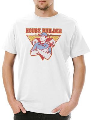 Hausbauer I Herren T-Shirt Handwerker Maurer Bauarbeiter Konstruktion