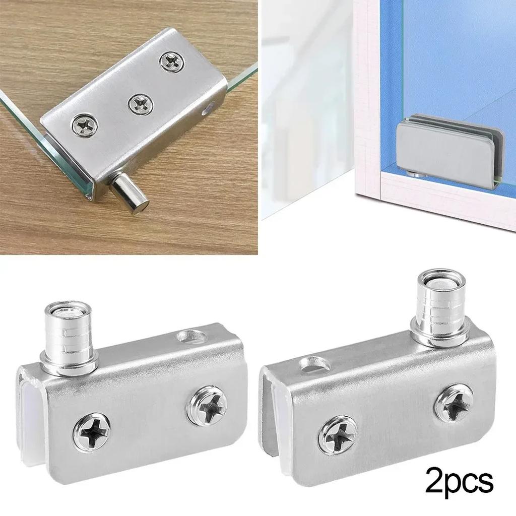 2Pcs Glass Pivot Hinge Rotation Axis 5-8mm Glass Wine Cabinet Door Rotating Hinges Clamp Clip Shaft Hinge Furniture