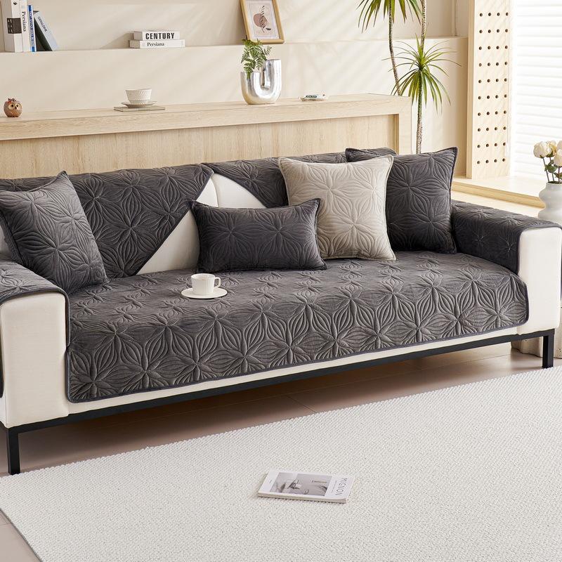 Winter Plush Sofa Cushion Non-Slip Simple Modern Thickened Seat Cushion Living Room Backrest Winter Leather Sofa Cover Cover Towel