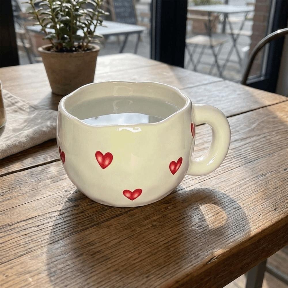 Romantic Milk Mug Adorable Heart Water Cup Breakfast Container Breakfast Cup Office