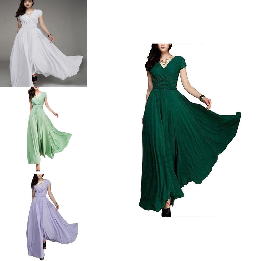 Elegant Women Long Formal Evening Prom Party Bridesmaid Chiffon Ball Gown Cocktail Dress For Special Occasions