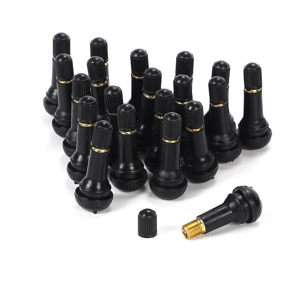Nakk One TR413 Tire Valves Rubber Tubeless with Valve Core Snap-In Replacement Sealer Caps (TR413, 20 Pack)